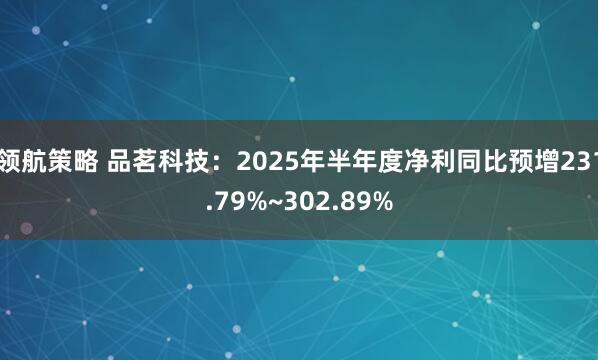 领航策略 品茗科技：2025年半年度净利同比预增231.79%~302.89%